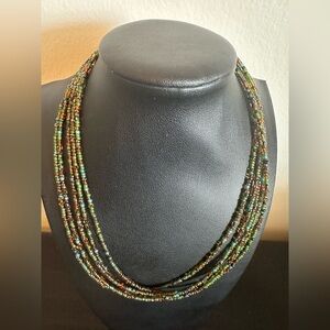 Vintage 925  Sterling silver Multi-strand seed bead necklace